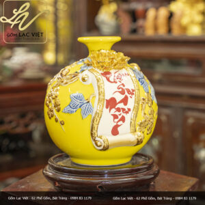 Bình hút tài lộc vạn sự như ý dát vàng